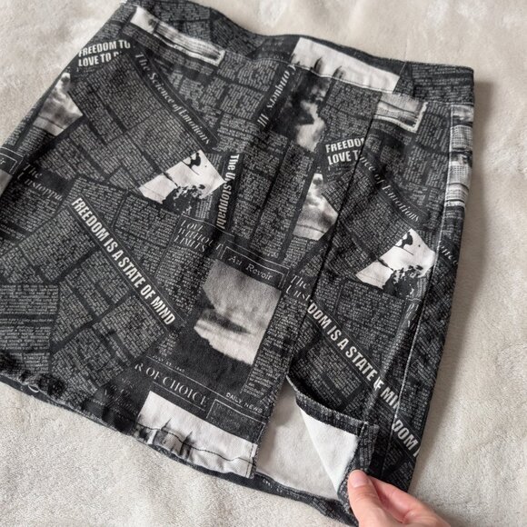 3/$30 Newsprint Mini skirt - Picture 4 of 8